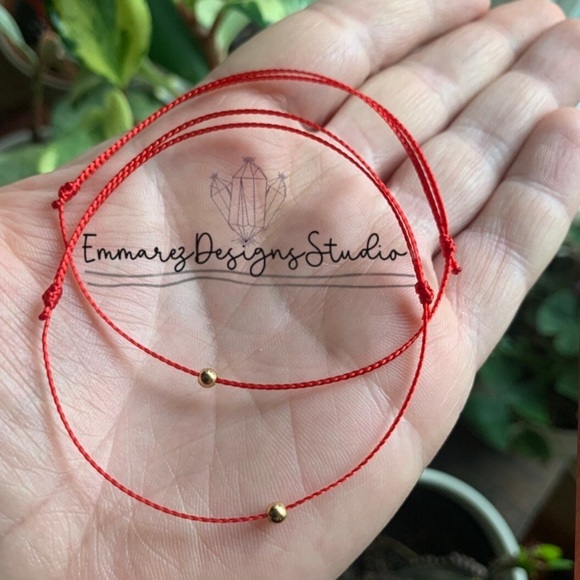 ✨14K Solid Gold Beads 3✨ Red Thread Bracelet✨ Kabbalah ✨ Red Silk String✨ Luck ✨ - Picture 6 of 8
